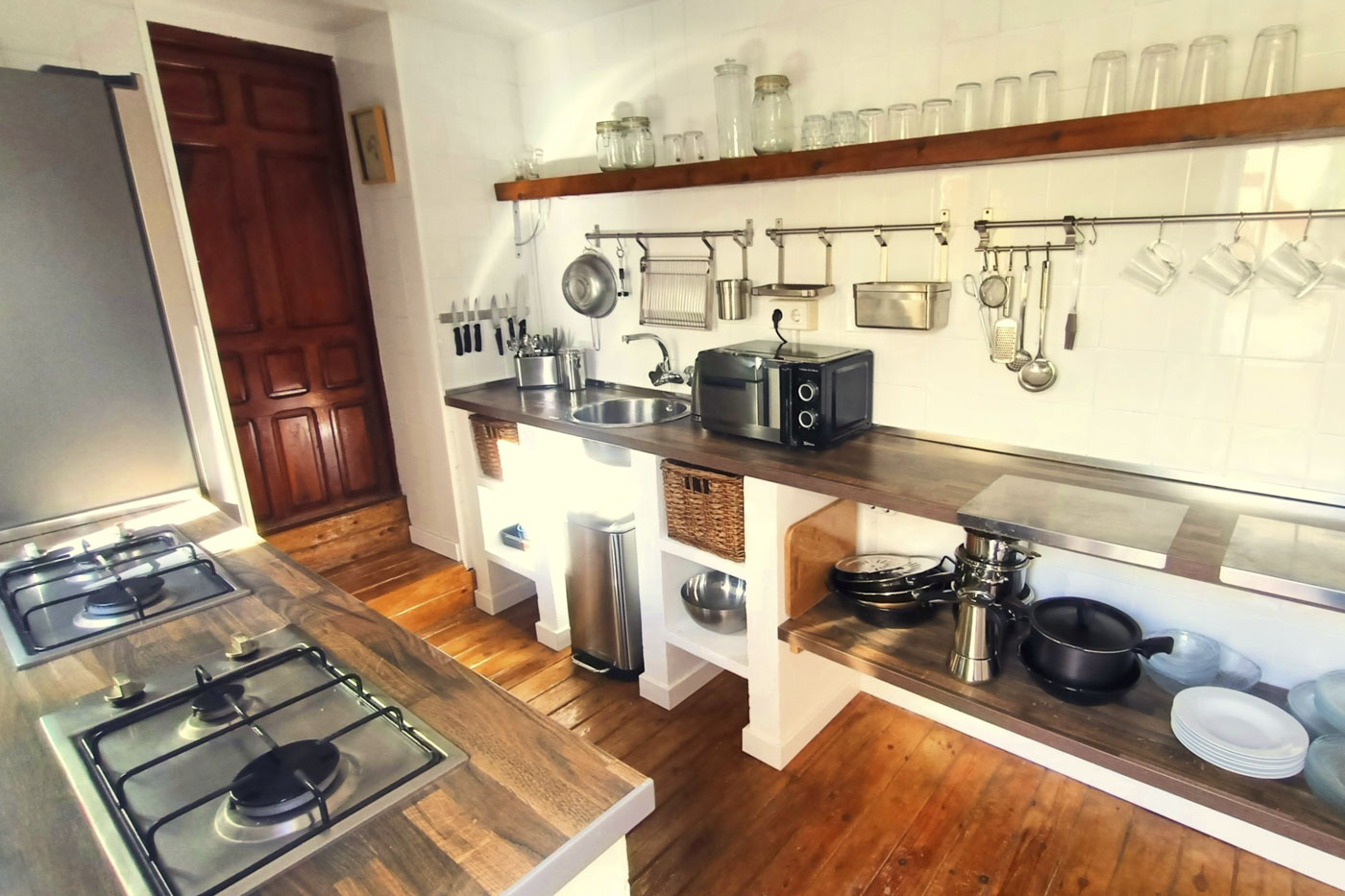 Kitchen with gas rings for cooking